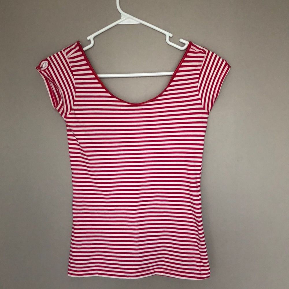 Pink & white striped tee